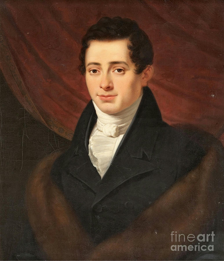 German School Painting - Portrait Of A Young Man  #1 by MotionAge Designs