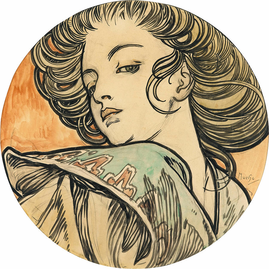 Alphonse Mucha Drawing - Portrait of a Young Woman #2 by Alphonse Mucha