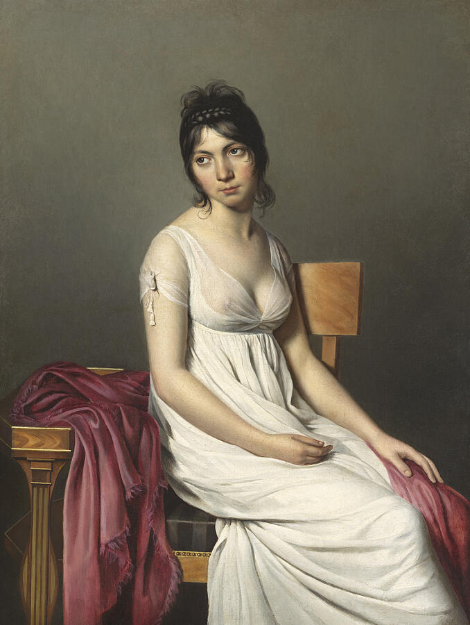 Jacques Louis David Painting - Portrait Of A Young Woman In White #7 by Jacques Louis David