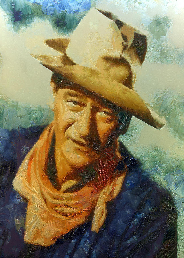 Portrait of John Wayne #1 Digital Art by Charmaine Zoe