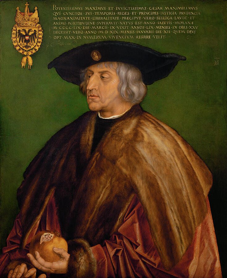 Portrait of Maximilian I  #4 Painting by Albrecht Durer
