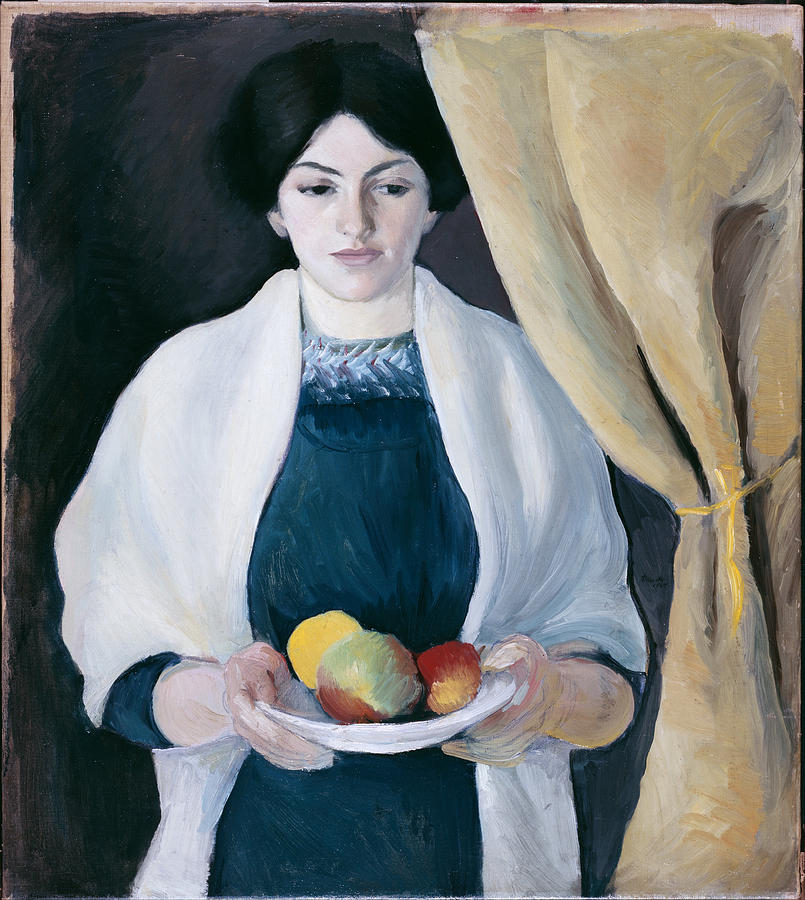 August Macke Painting - Portrait With Apples #1 by August Macke
