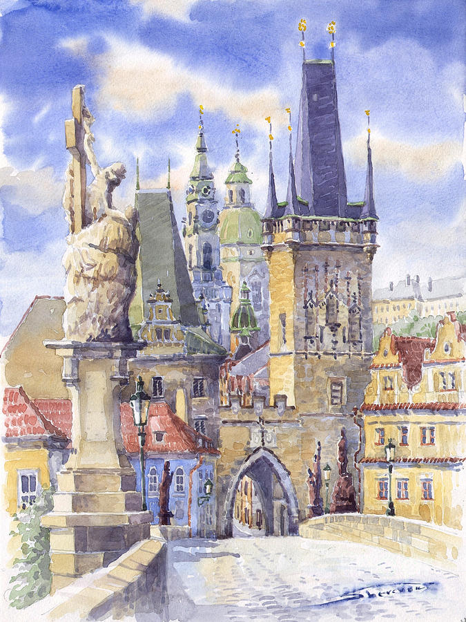 Architecture Painting - Prague Charles Bridge #3 by Yuriy Shevchuk