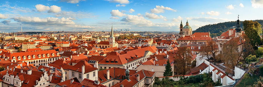 Prague skyline rooftop view panorama #1 Photograph by Songquan Deng
