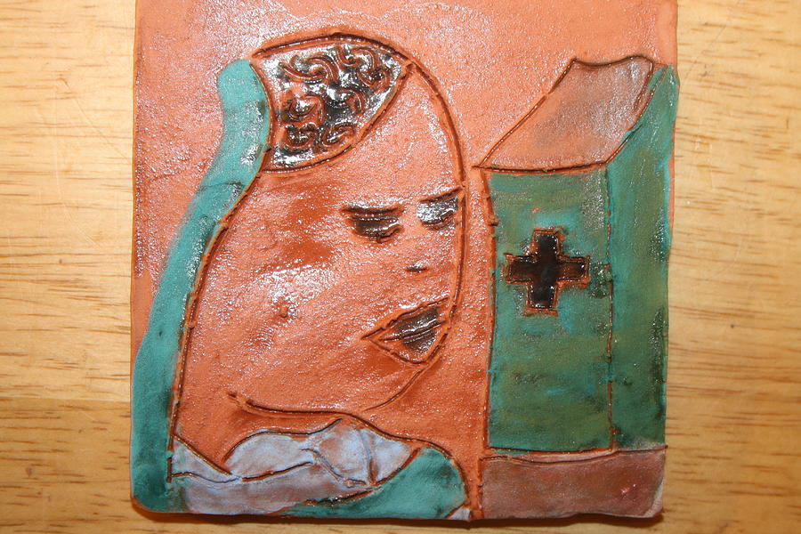 Prayer 37 - Tile #1 Ceramic Art by Gloria Ssali