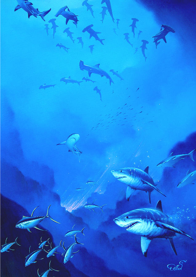 Fish Painting - Predators #1 by Hans Doller