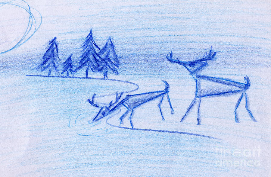 Prehistoric Scenic #1 Drawing by John Bowers