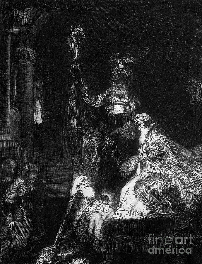 Rembrandt Drawing - Presentation in the Temple by Rembrandt