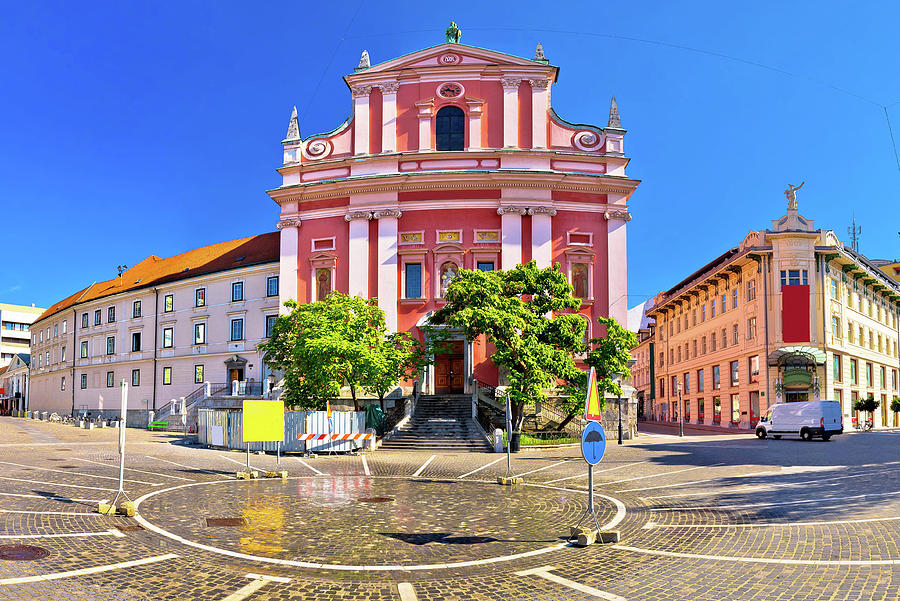Presern square in Ljubljana panoramic view #1 Photograph by Brch Photography