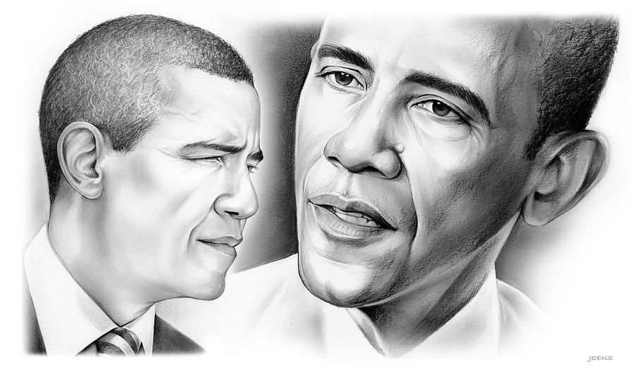 Barack Obama Drawing - President Barack Obama #1 by Greg Joens
