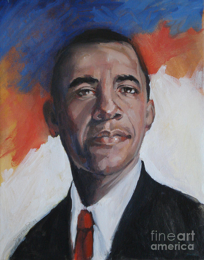 President Barack Obama #1 Painting by Synnove Pettersen