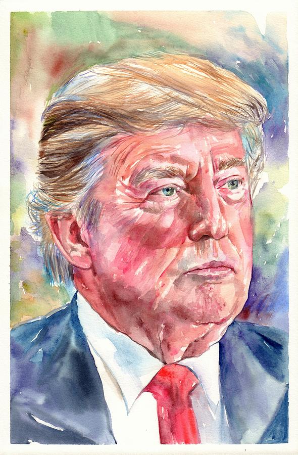 Donald Trump Painting - President Donald Trump portrait #1 by Suzann Sines