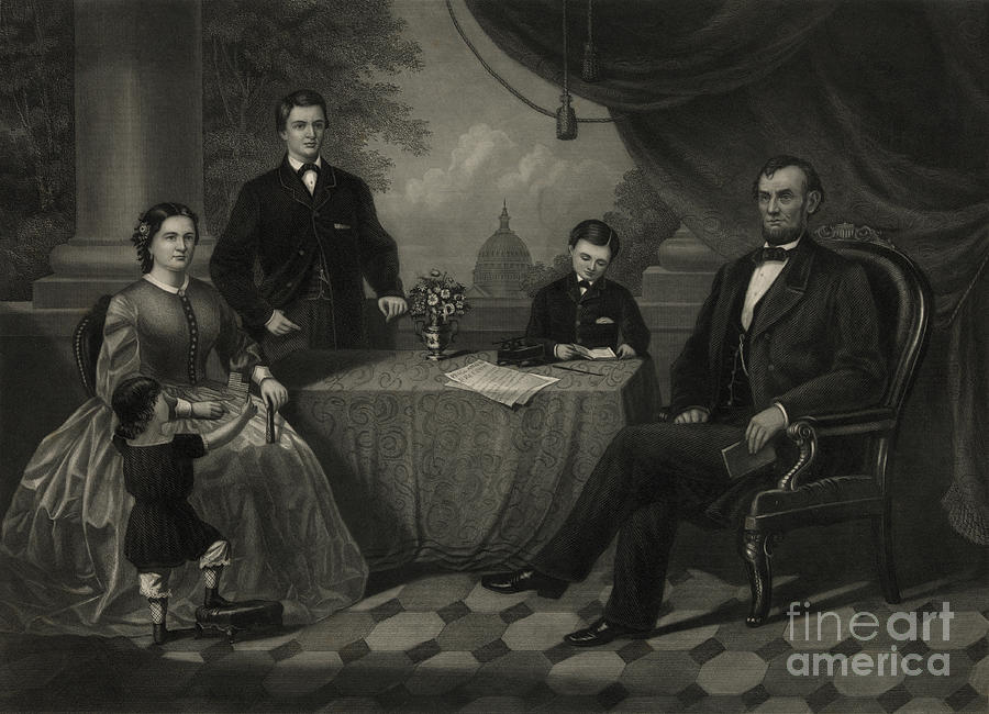 President Lincoln With His Family #1 Photograph by Science Source