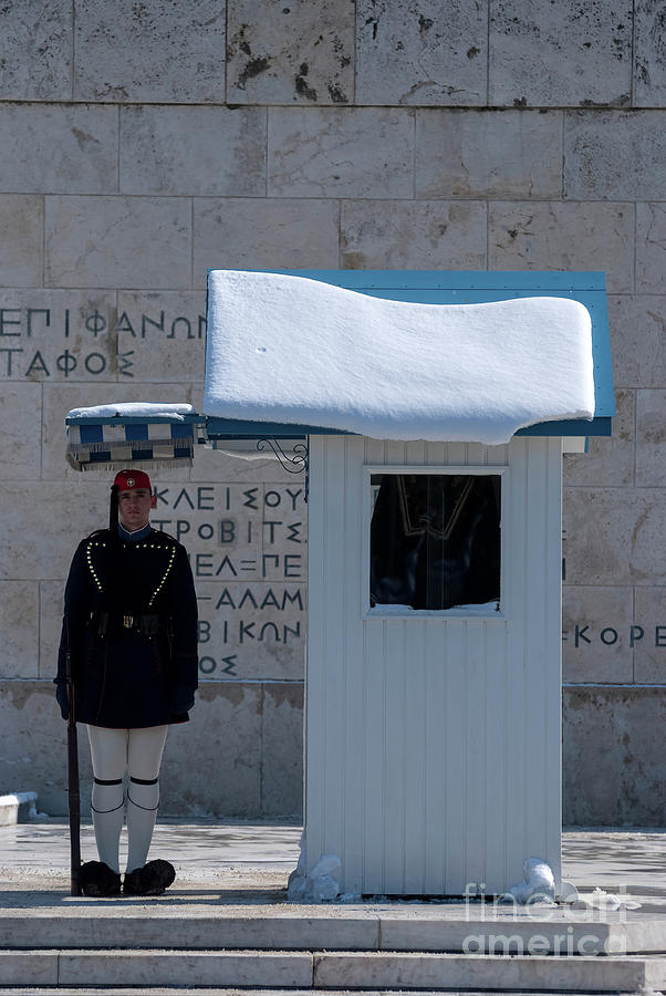 Presidential guard with snow #2 Photograph by George Atsametakis