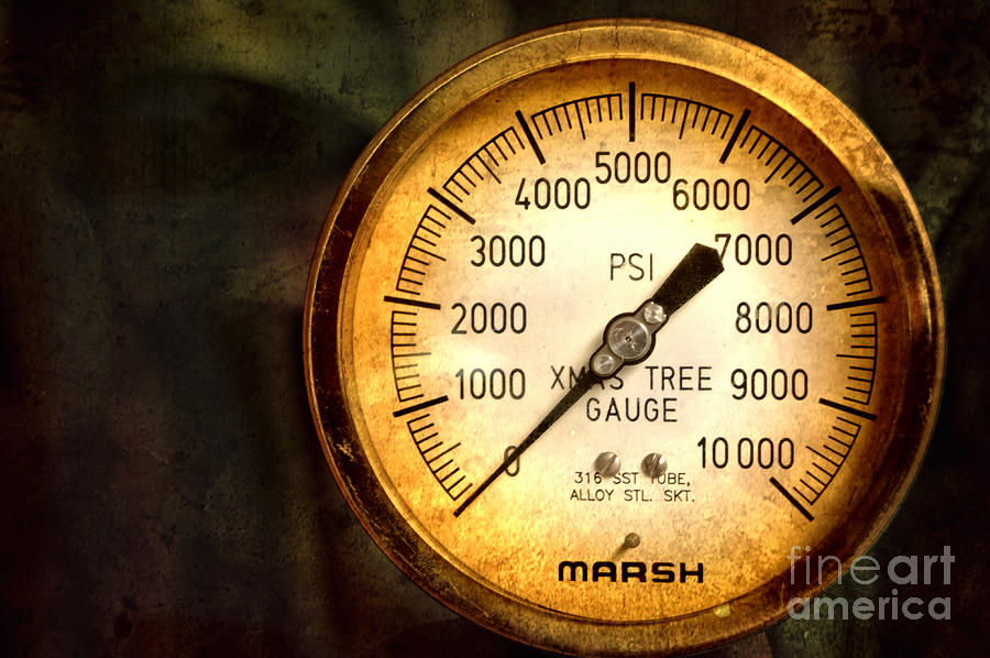 Still Life Photograph - Pressure Gauge #1 by Charuhas Images