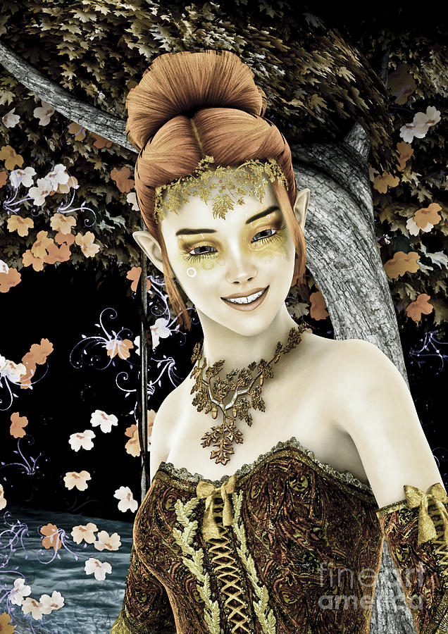 Fairy Digital Art - Princess of Autumn #1 by Design Windmill