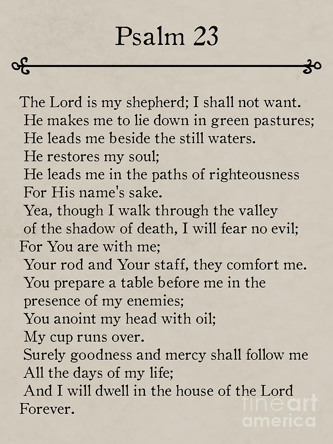 Psalm 23 Bible Verse Wall Art Collection Painting by Mark Lawrence