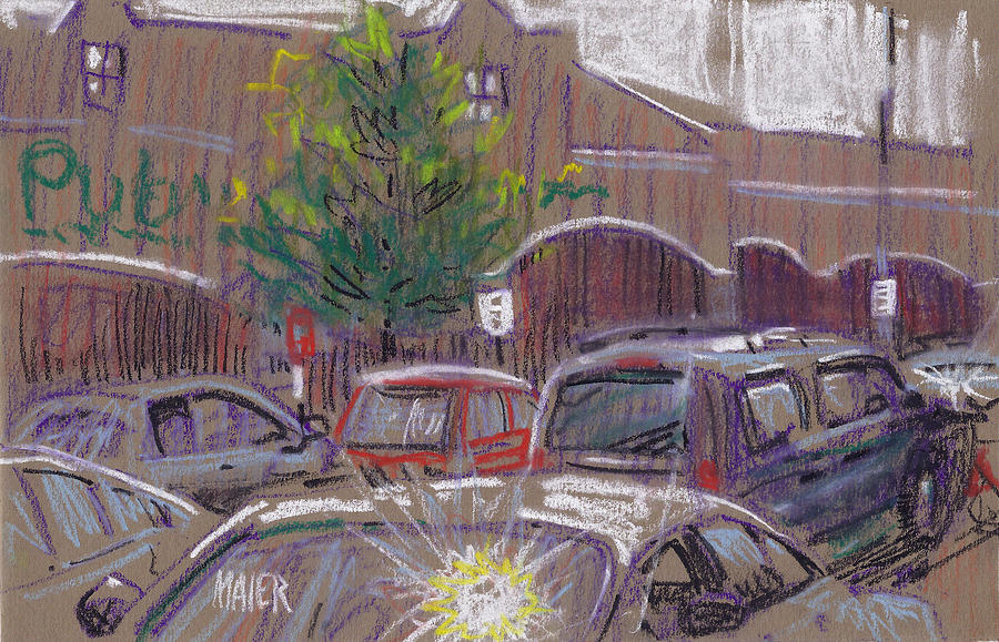 Conte Drawing - Publix Parking #1 by Donald Maier