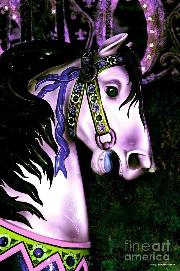 Purple Carousel Horse #1 Digital Art by Patty Vicknair