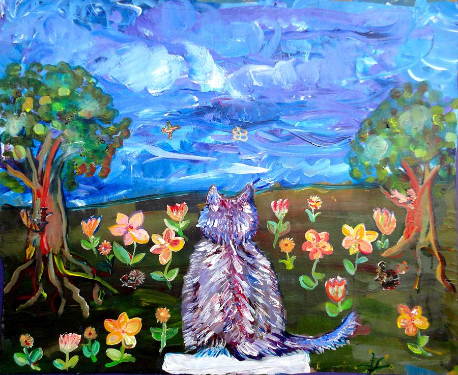 Purple Cat #1 Painting by AJ Brown