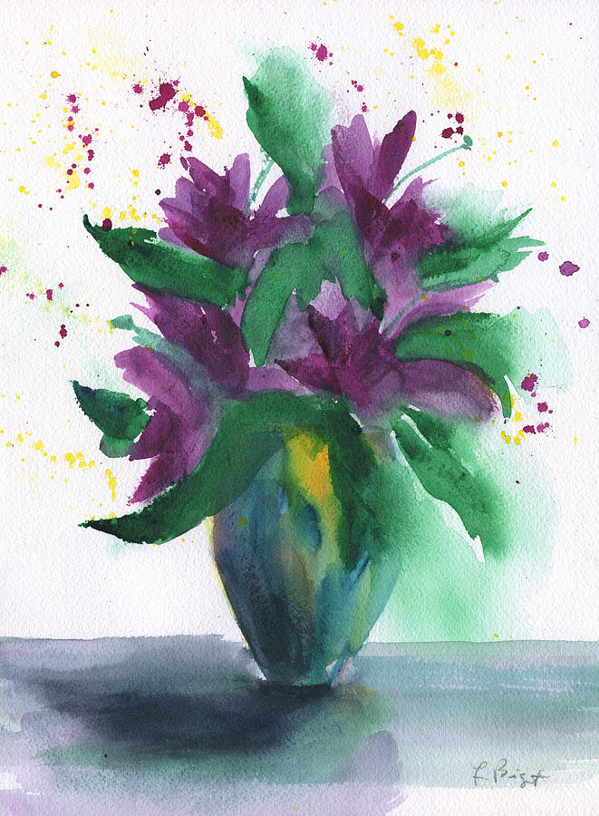 Purple Flowers Abstract #1 Painting by Frank Bright
