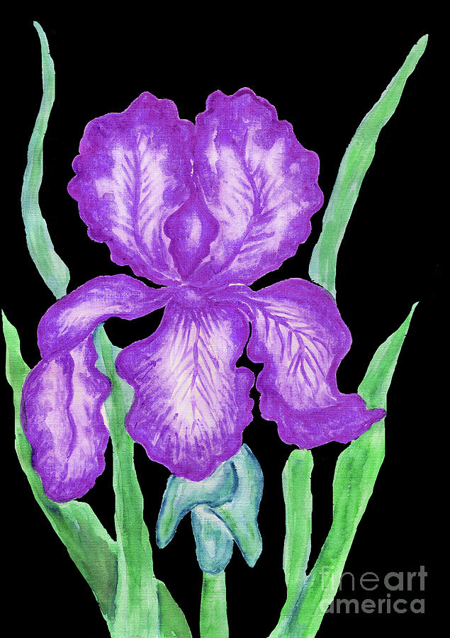 Purple iris, painting #1 Painting by Irina Afonskaya