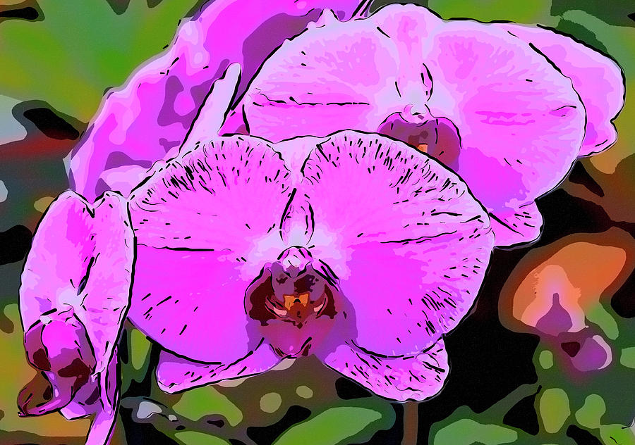 Purple Orchids #1 Digital Art by Jill Lang