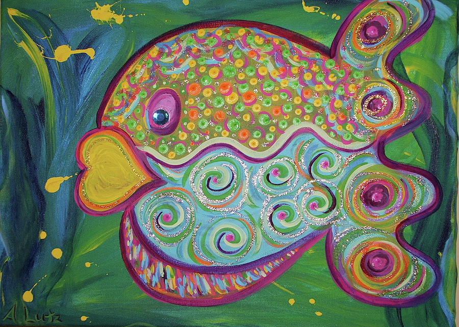 Purple Polka Dotted Puffer Fish Painting by Ann Lutz - Fine Art America