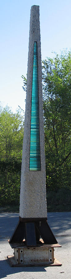 Concrete Mixed Media - Pylon with Stacked Glass - 2005 #1 by John Northington