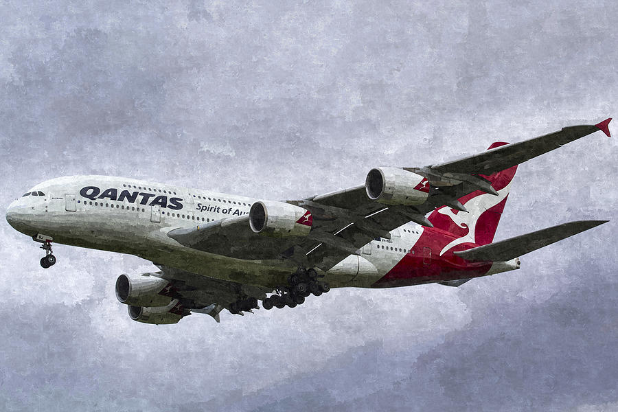 Jet Photograph - Qantas Airbus A380 Art #1 by David Pyatt