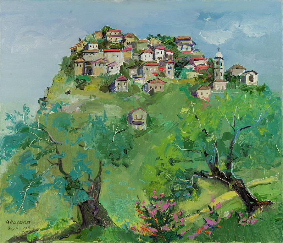 Qeparo Village, Saranda, Albania #1 Painting by Azem Kucana