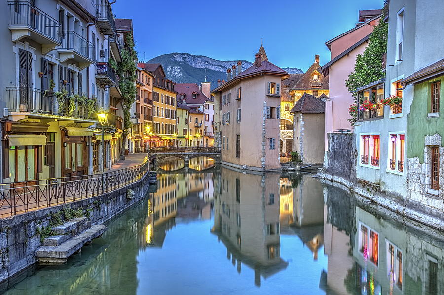 Quai de lIle and canal in Annecy old city, France, HDR #2 Photograph by Elenarts - Elena Duvernay photo