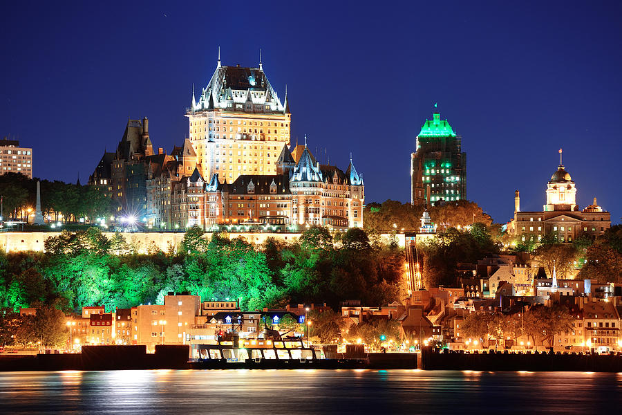 Quebec City at night #1 Photograph by Songquan Deng