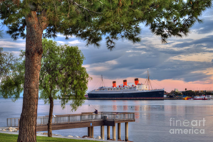 Fishing Dock and Queen Mary Photograph by David Zanzinger