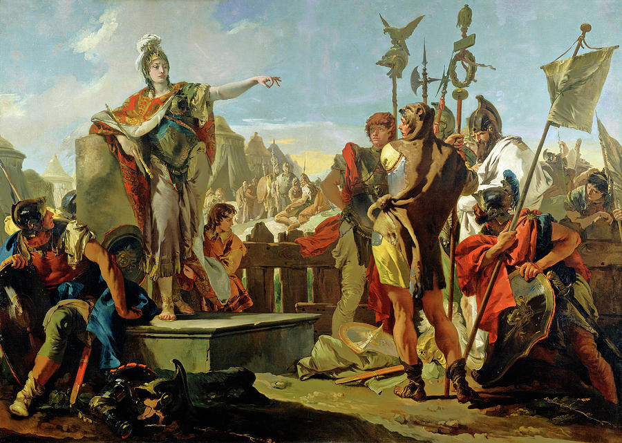 Queen Zenobia Addressing Her Soldiers #1 Painting by Giovanni Battista Tiepolo