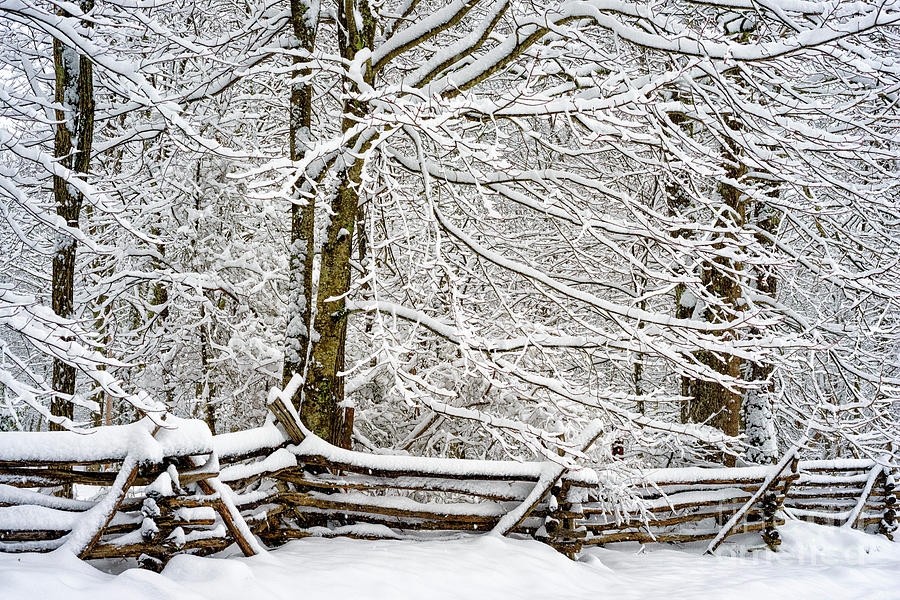 Rail Fence and Snow #1 Photograph by Thomas R Fletcher