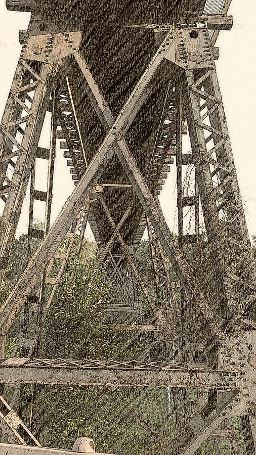 Vintage Photograph - Railroad Tressel #1 by Kimberly  W