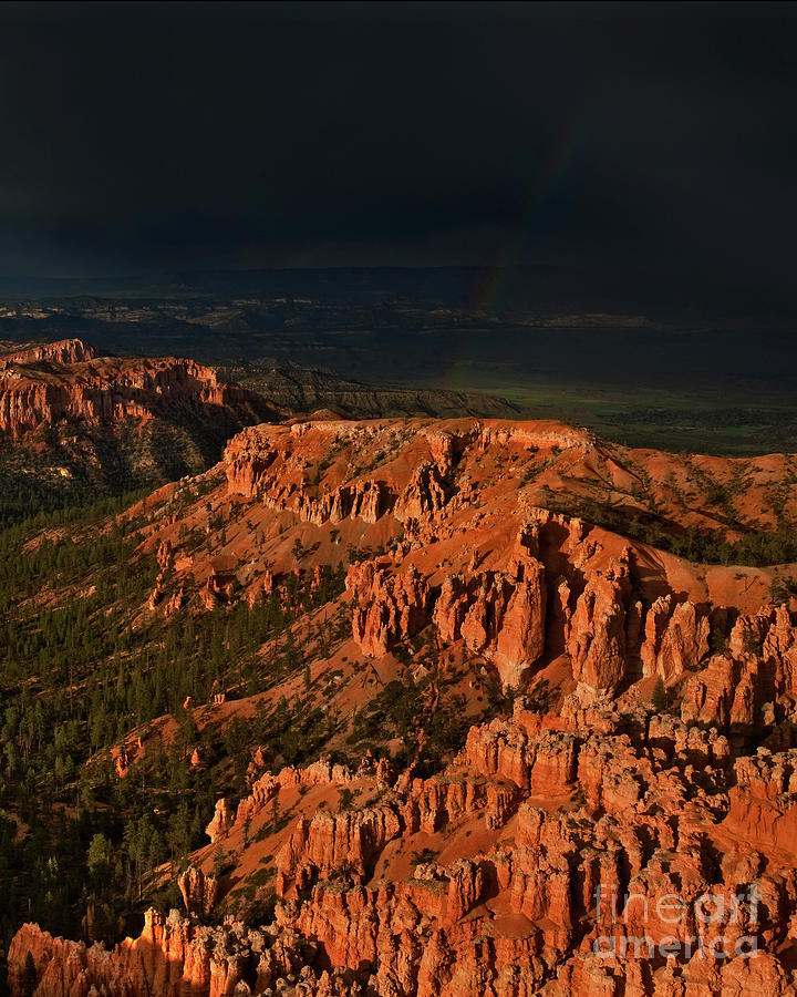 Rainbow And Thunderstorm Bryce Canyon National Park Utah  #1 Photograph by Dave Welling