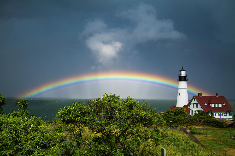 Rainbow at Portland Headlight #1 Photograph by Scene by Dewey