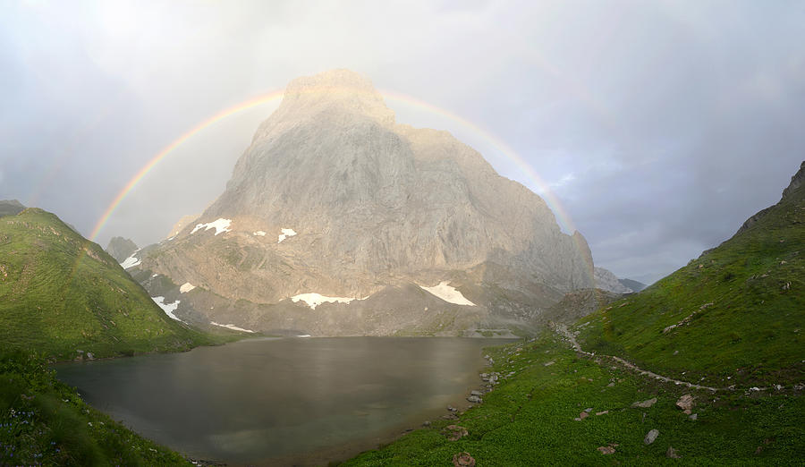 Rainbow Photograph - Rainbow at Volaia lake by Andrea Gabrieli Rainbow Photograph - Rainbow at Volaia lake by Andrea Gabrieli