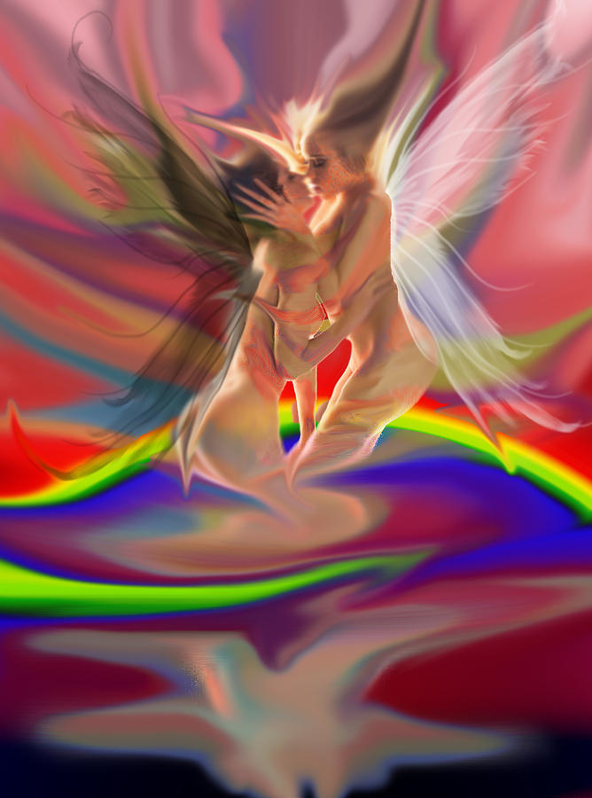 Nude Painting - Rainbow fairies #1 by Thomas Oliver