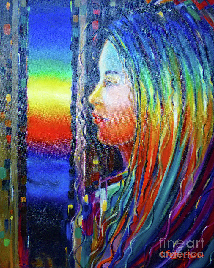 Rainbow Girl 241008 #1 Painting by Selena Boron