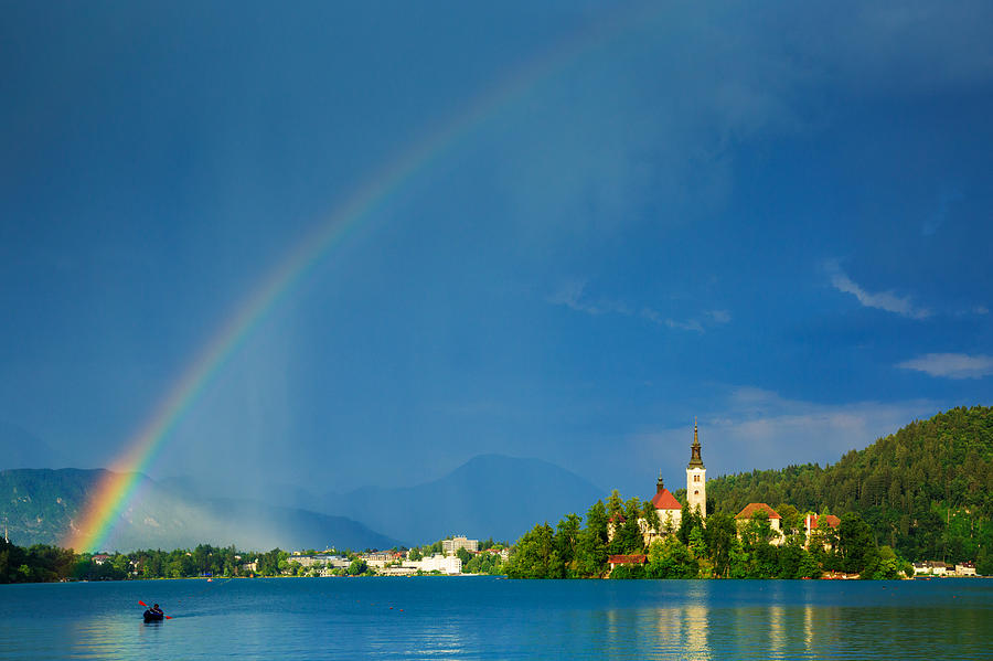 Rainbow over Lake Bled #1 Photograph by Ian Middleton