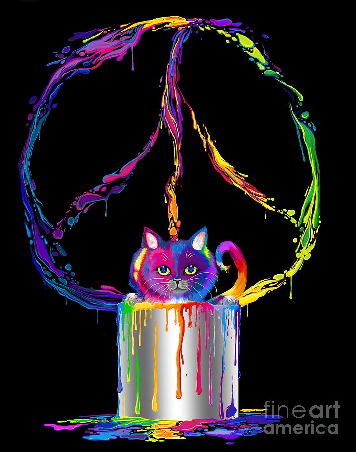 Rainbow Painted Peace Digital Art