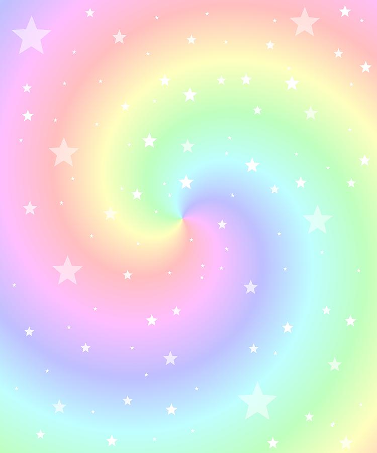 Rainbow Swirl With Stars #1 Digital Art by Marianna Mills