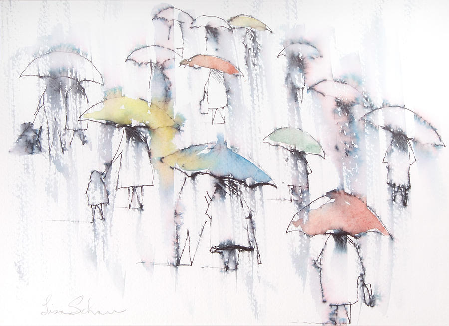 Umbrella Painting - Rainy Days No. 13 #1 by Lisa Schorr