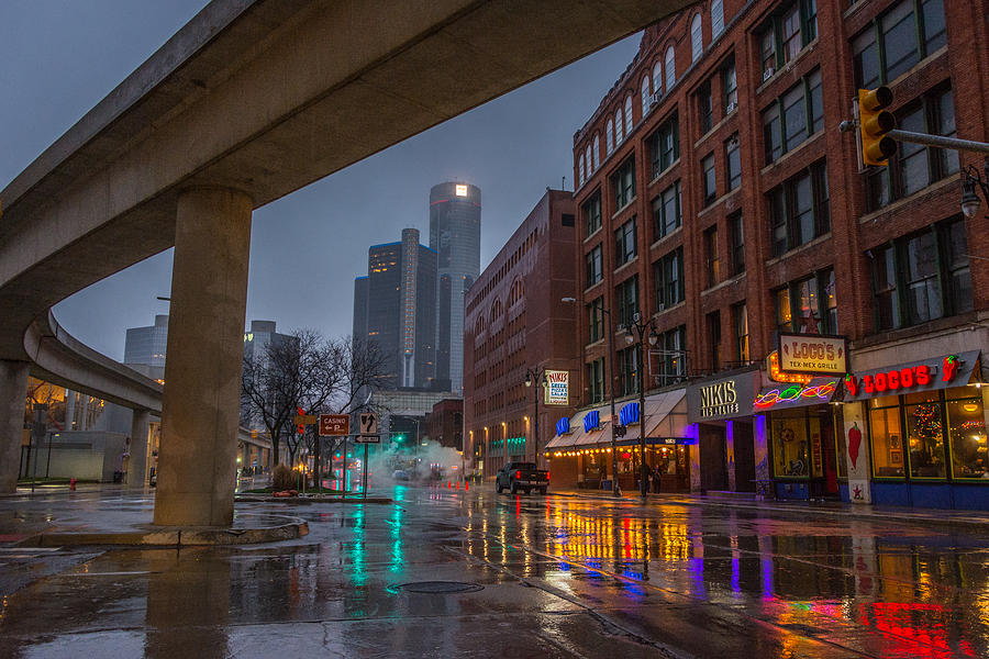 Rainy Night In Detroit Photograph