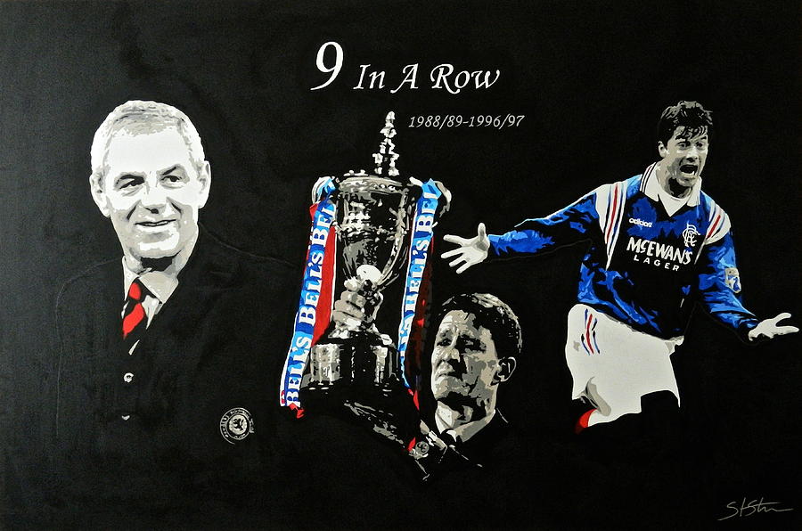 Football Painting - Rangers 9 In A Row  #2 by Scott Strachan
