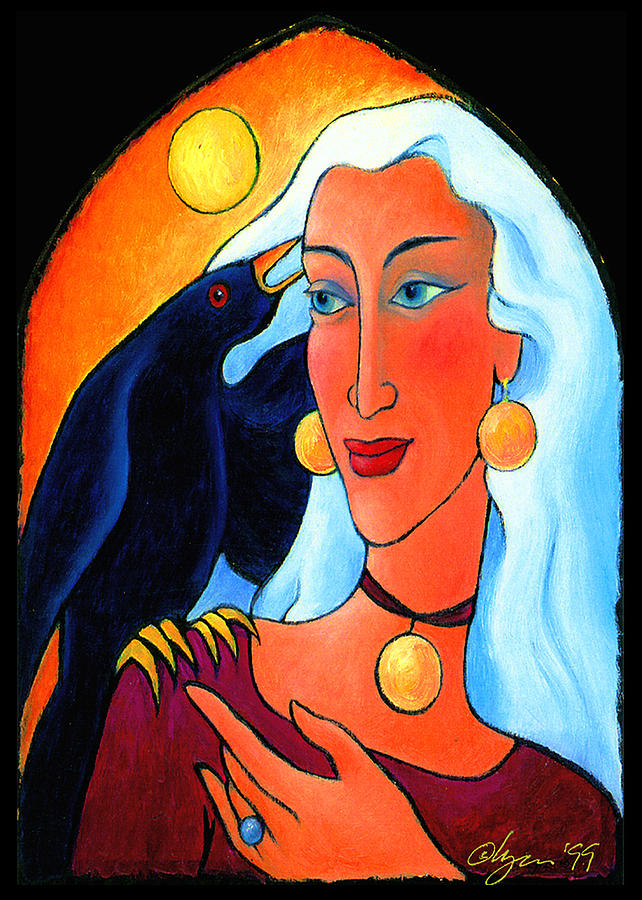 Raven Speaks #1 Painting by Angela Treat Lyon
