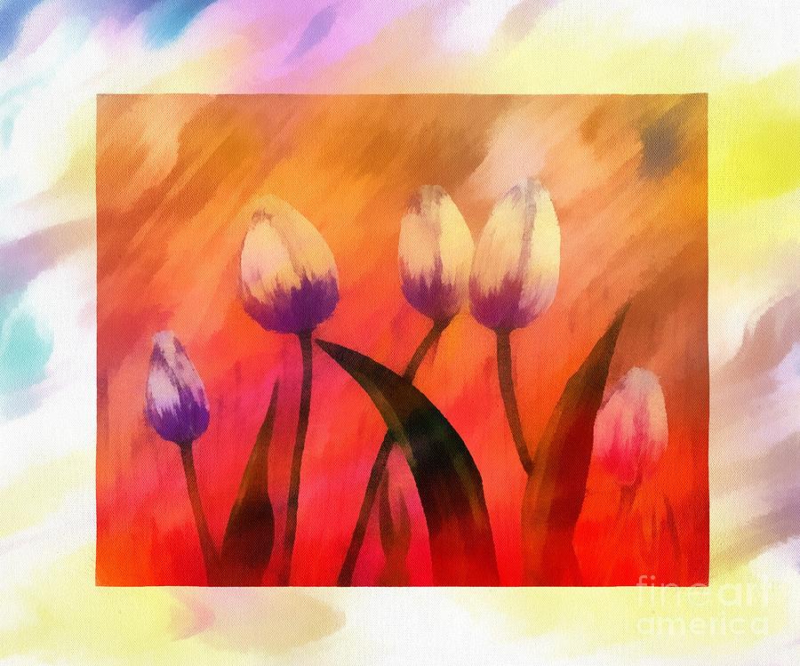 Rays of Sunshine on Tulips #3 Digital Art by Barbara A Griffin